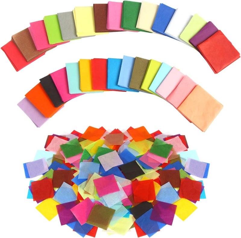 CCINEE 12000 Pcs 1 Inch Tissue Paper Squares, 30 Assorted Colors Art Rainbow Tissue Paper Multicolor Tissue Mosaic Squares for Arts Craft Classroom DIY Project Scrapbooking Party Supply - Image 1